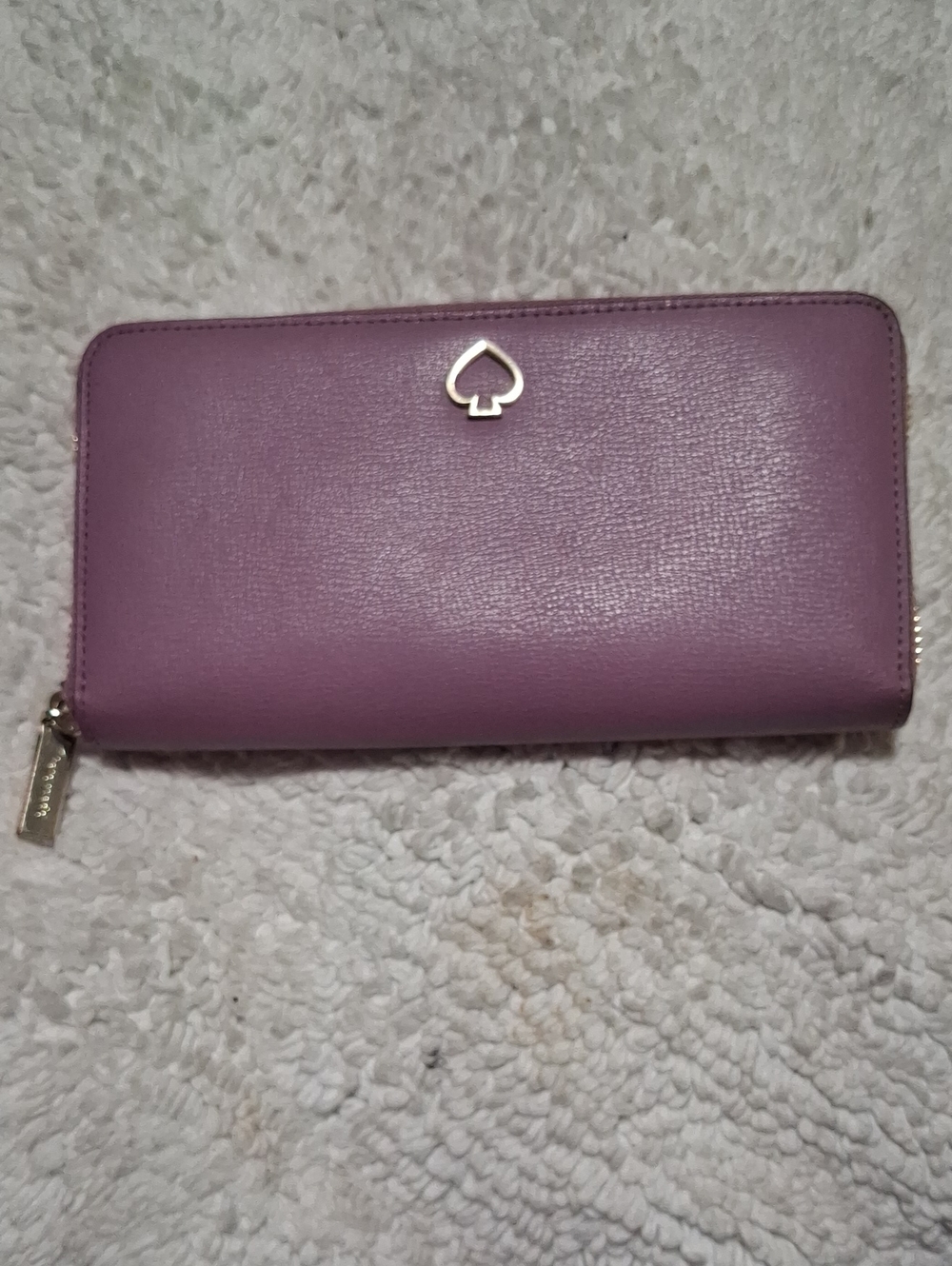 kate spade Lilac Zip-Around Leather Wallet with Gold Spade Accent